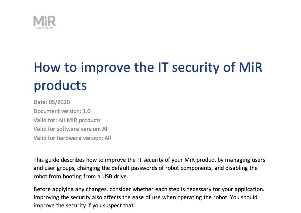 MiR on how to improve IT security